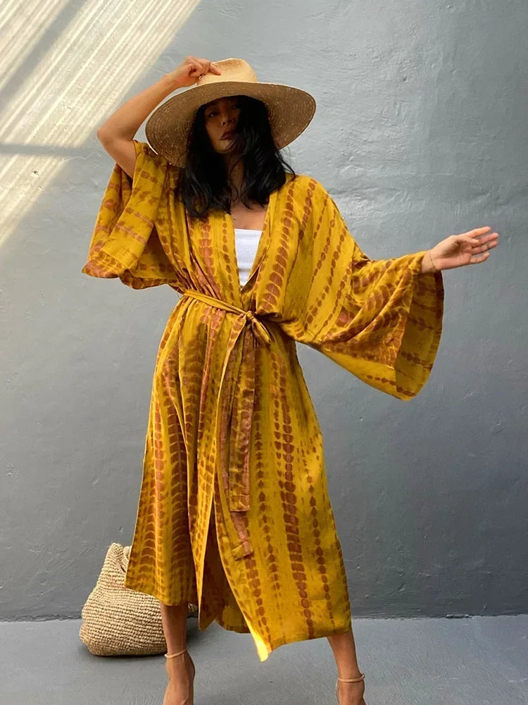 Tie Dye V-Neck Beach Cover Up