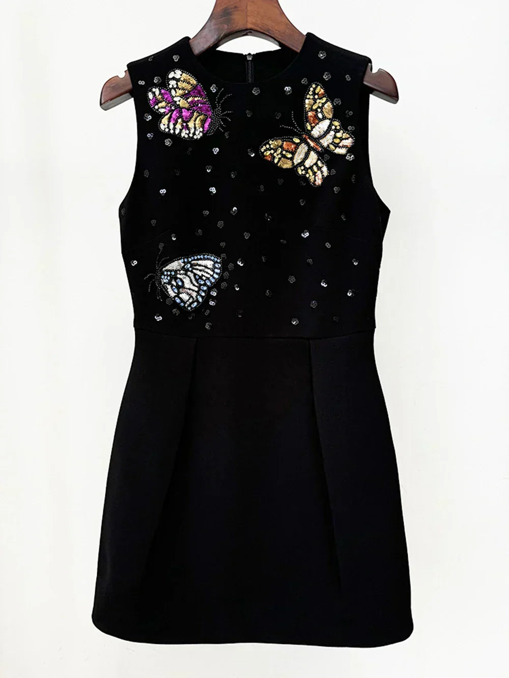 Sequin Butterfly Embellished Sleeveless A-Line Mini Dress - View 8