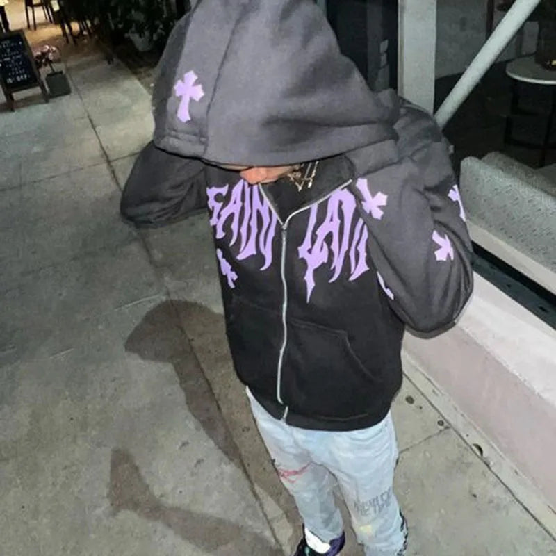 Dark Rhinestone Zip Jacket