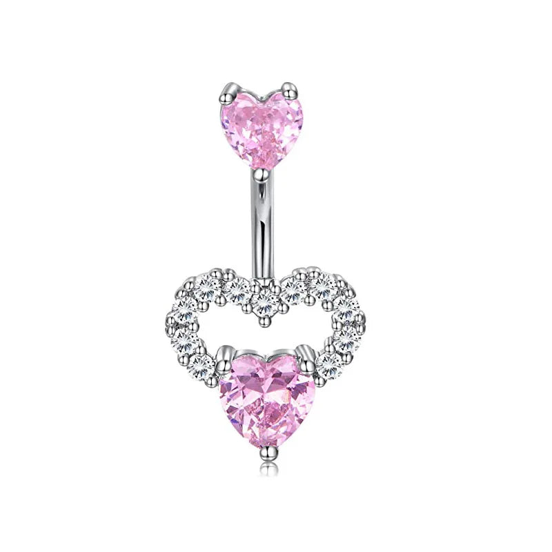 Gothic Heart Dangle Butterfly Belly Ring