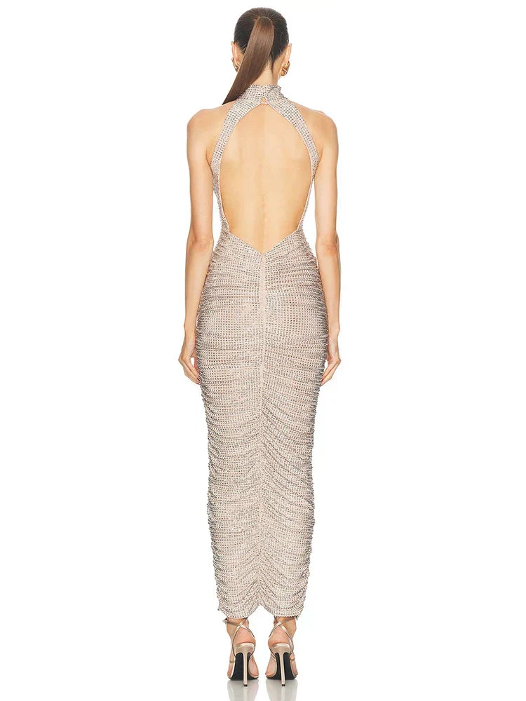 Halter Neck Bodycon Maxi Dress - View 4