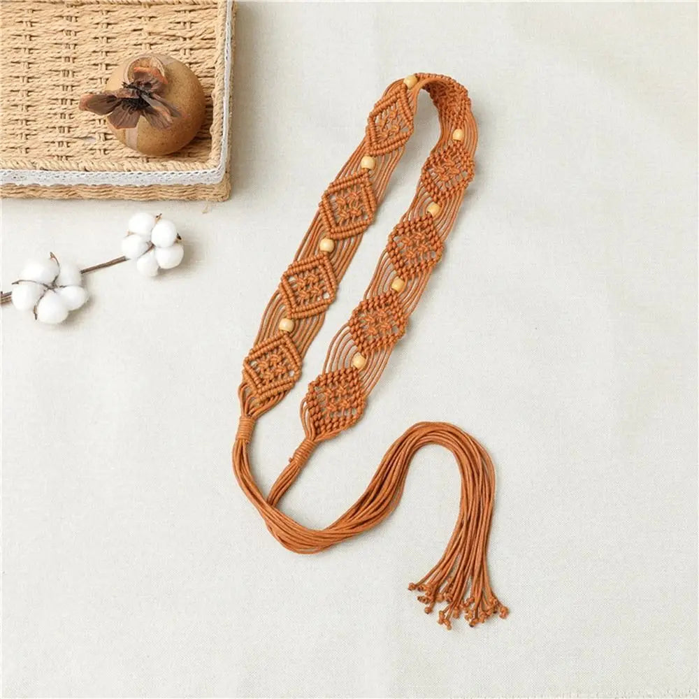 Bohemian Dark Beach Plaited Waist Cord Belt