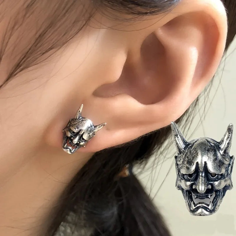 Dark Skull Stainless Steel C Shape Earring