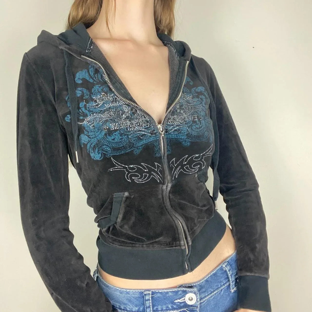 PrincessAce Dark Sparkling Zip Hoodie for Stylish Comfort