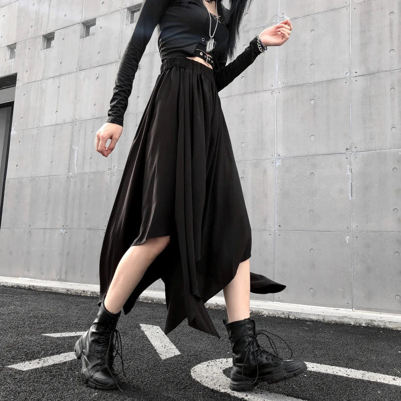 Irregular High Waist Long Skirt