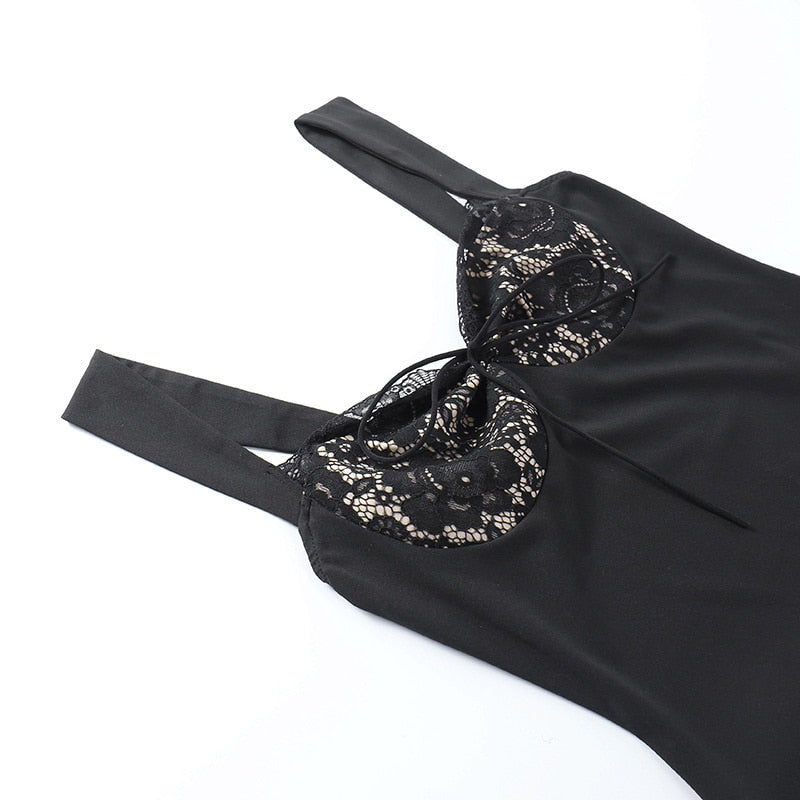 Love At First Sight Lace Satin Mini Dress - View 13