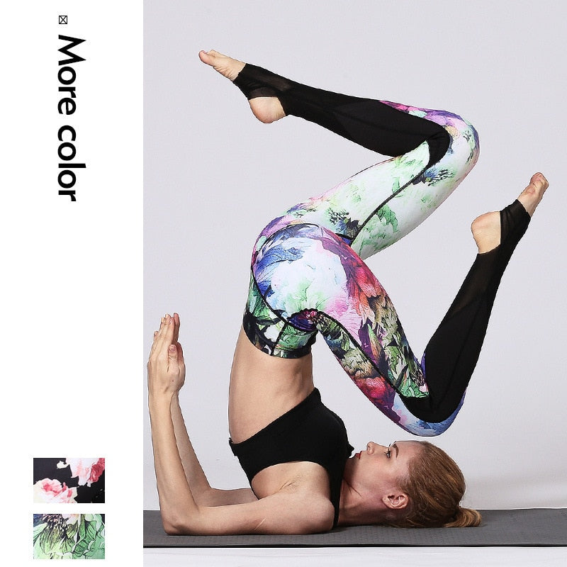 KittenAlarm - Mojoyce Cloud Hide Yoga Pants Flower Sports Leggings High Waist Sexy Women Long Tights Running Trouser Workout Plus Size Tummy Control
