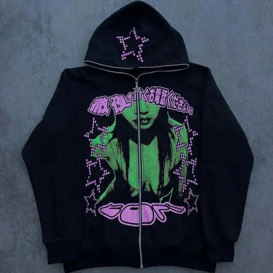 Dark Anime Visual Pullover Hoodie