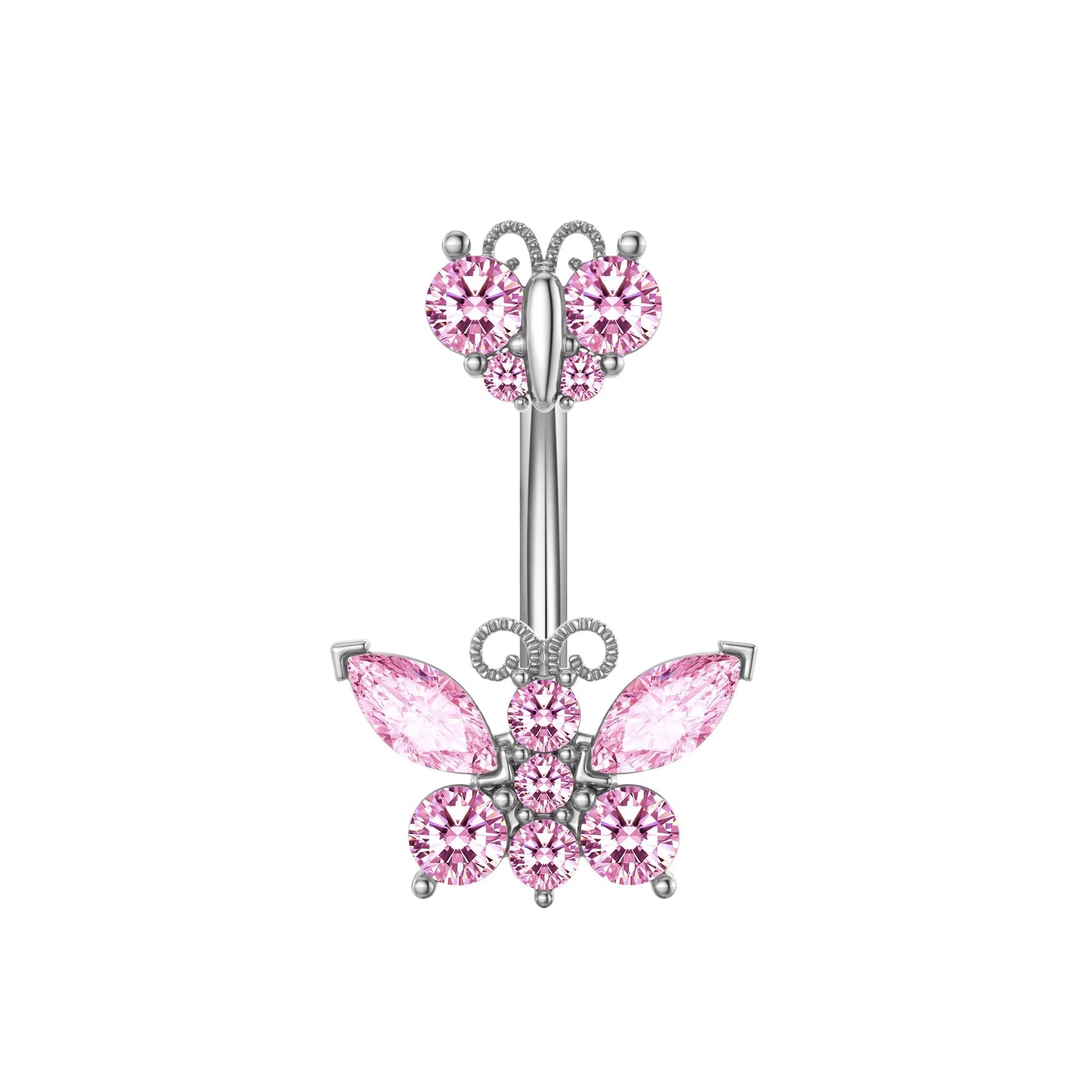 Gothic Heart Dangle Butterfly Belly Ring