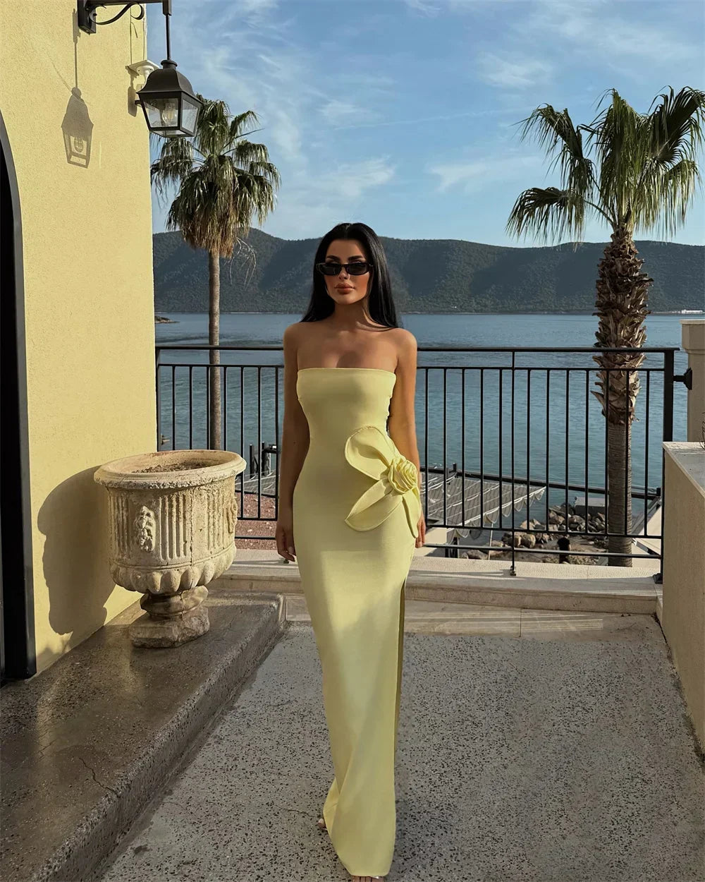Mermaid Strapless Slit Prom Party Dress - View 3