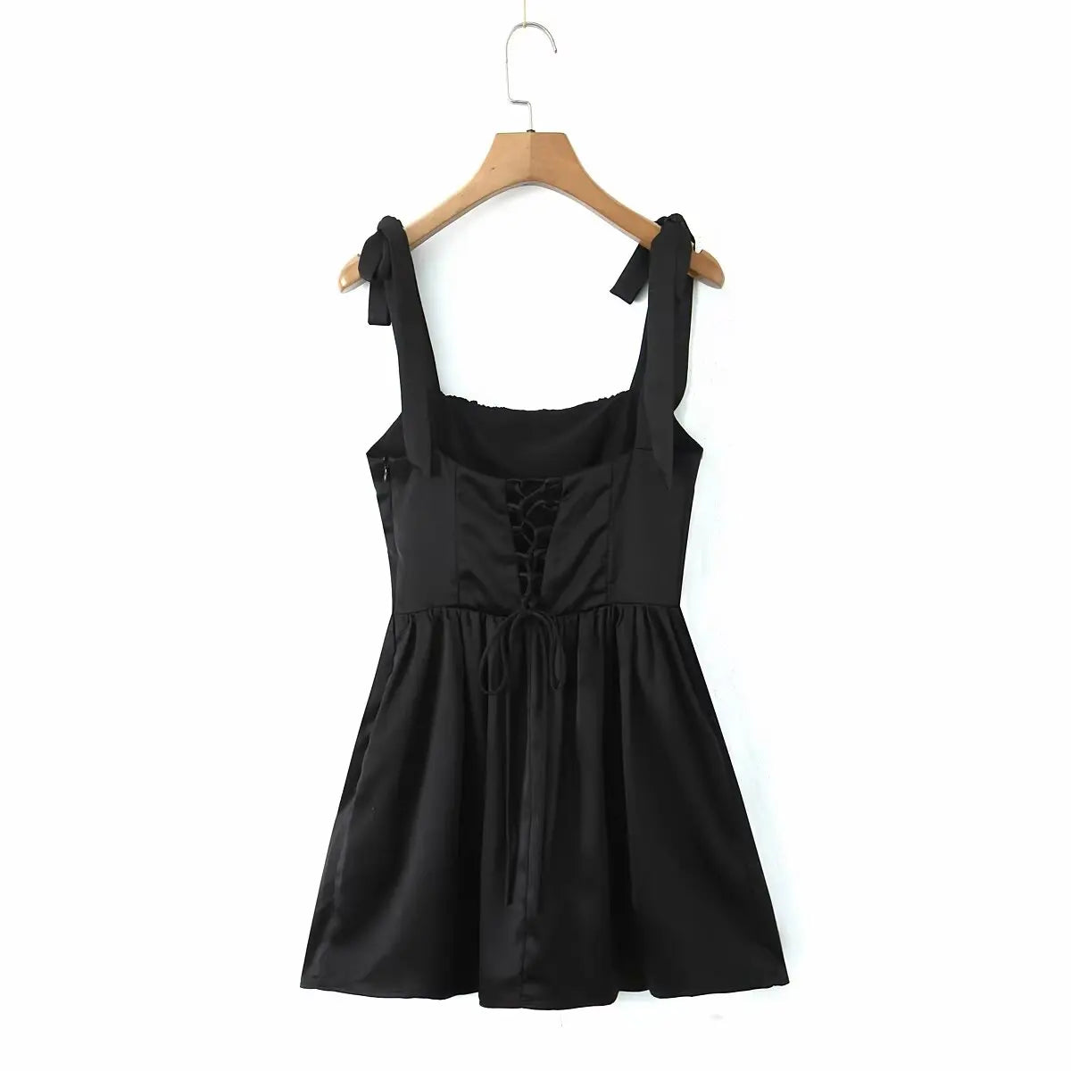 Tie Shoulder Bustier Lace Up Corset Back Mini Party Dress - View 18