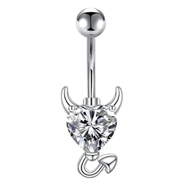 Gothic Heart Dangle Butterfly Belly Ring