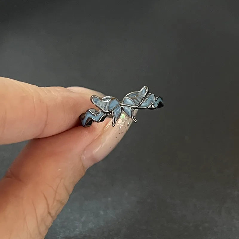 Kpop Dark Geometric Gothic Star Ring