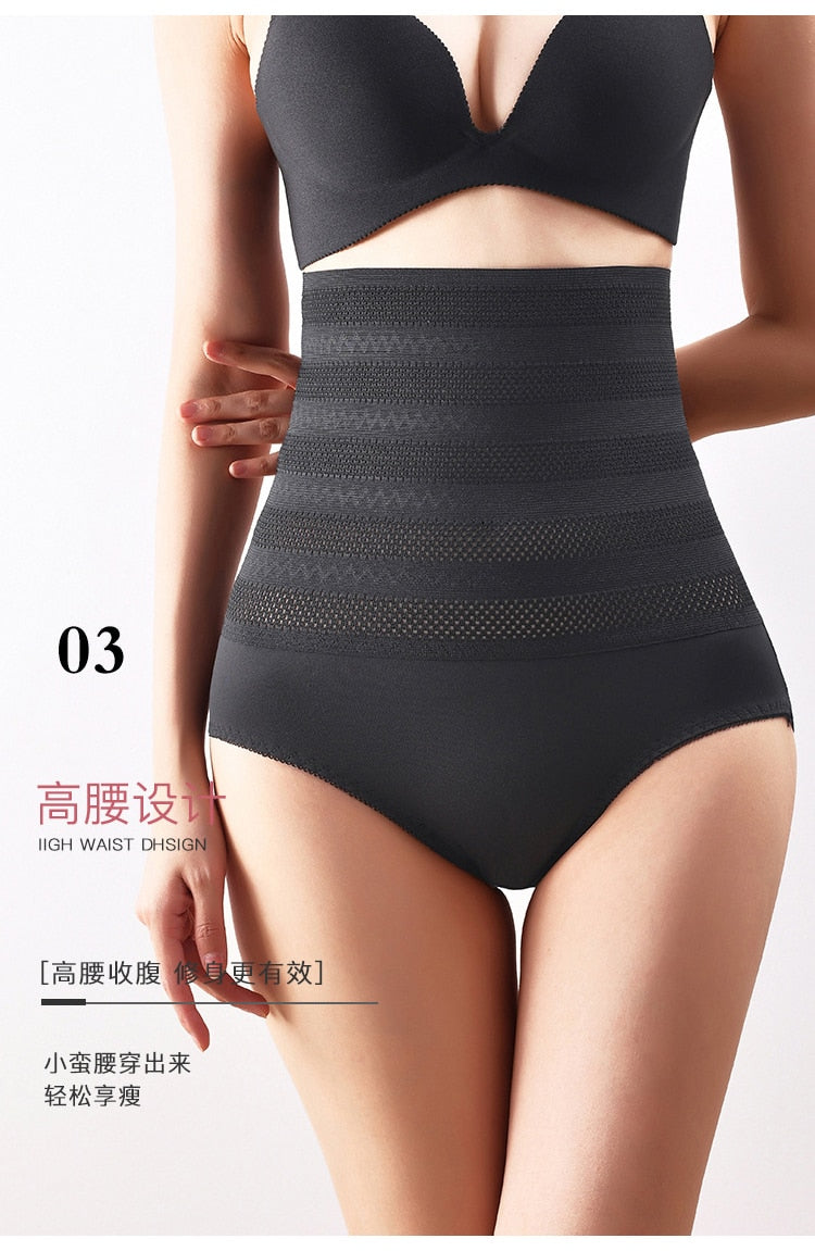 High Waist Shaping Panties Lace Breathable Body Shaper Slimming Tummy Underwear Plus Size Butt Lifter Seamless Brie