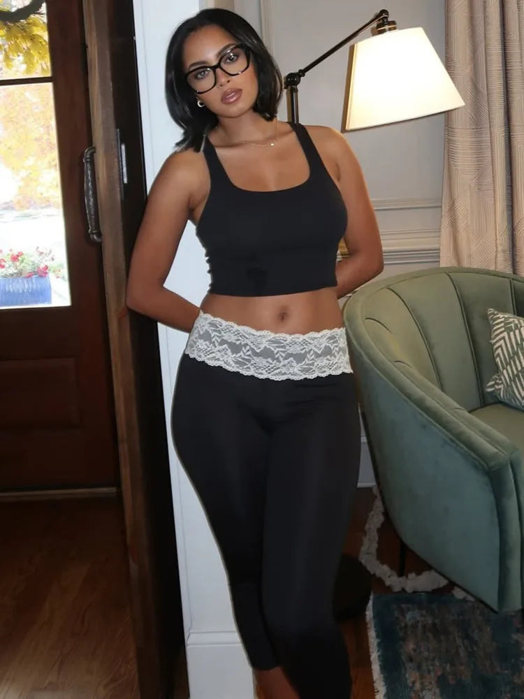 Sleeveless Crop Top Black Two Piece Shorts Set