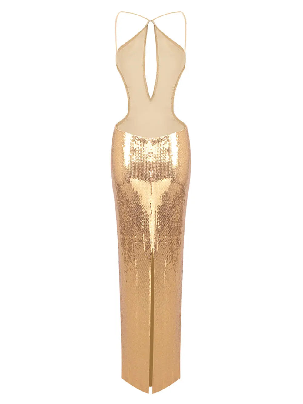 Sequin Deep V-Neck Halter Mermaid High Split Maxi Dress - View 12