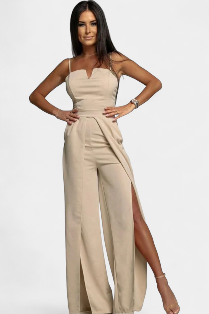 Spaghetti Strap Notch Neck Top and High Split Wide Leg Pants Two Piece Set 12