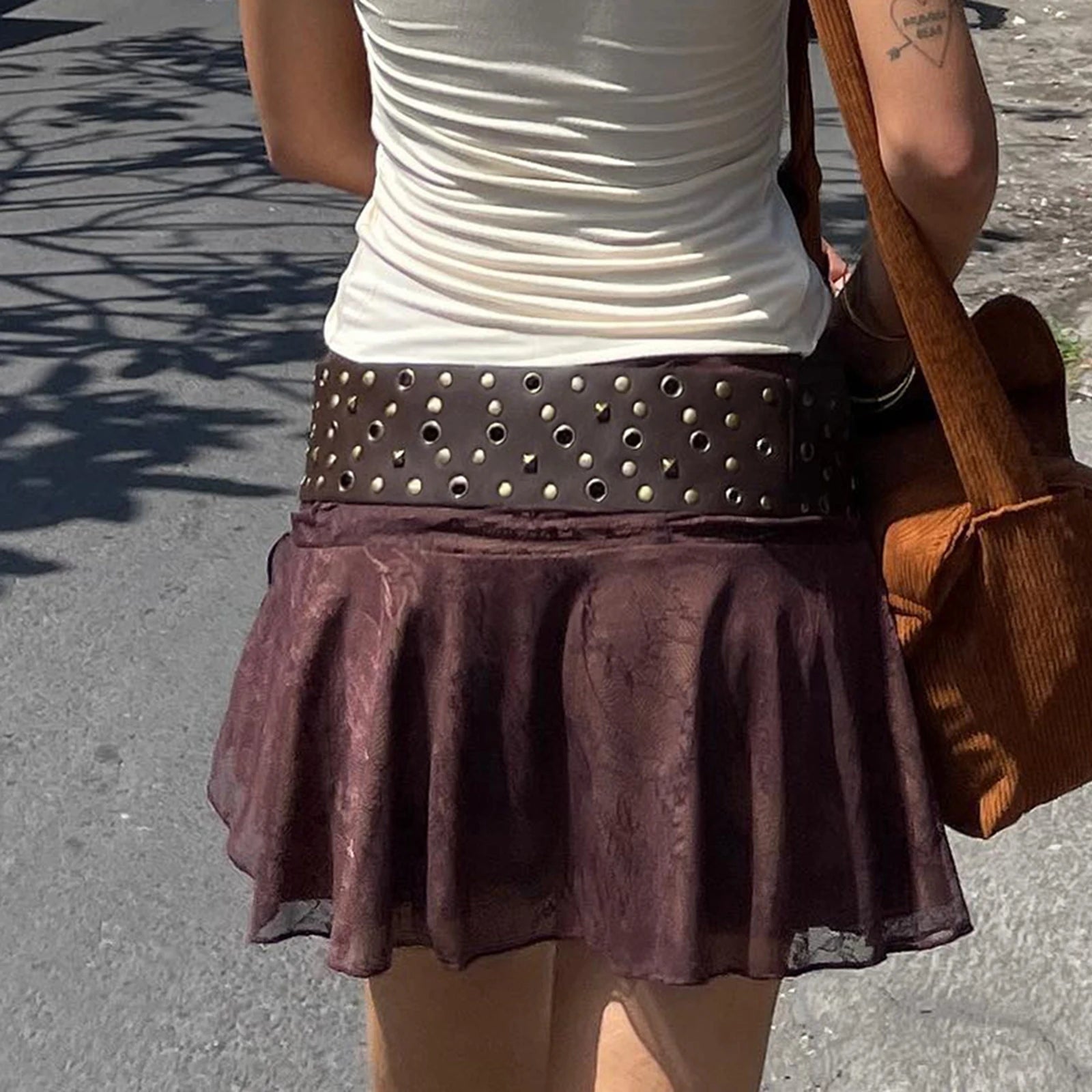 Y2K Gothic Vintage Riveted Pin Wide Cinch Belt