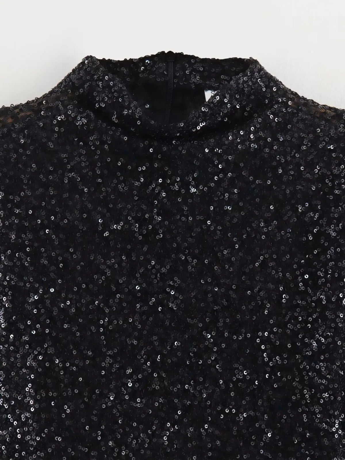 Sequin Mock Neck Shoulder Pad Sleeveless Bodycon Mini Dress - View 7