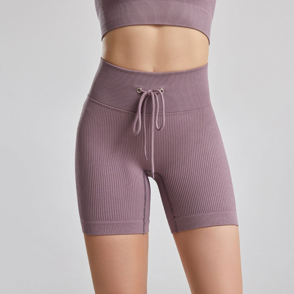 KittenAlarm - Mojoyce Ribbed Yoga Pants Women Seamless Push Up Sport Leggings Fitness Pants Tights Gym Workout Drawstring Scrunch Legging