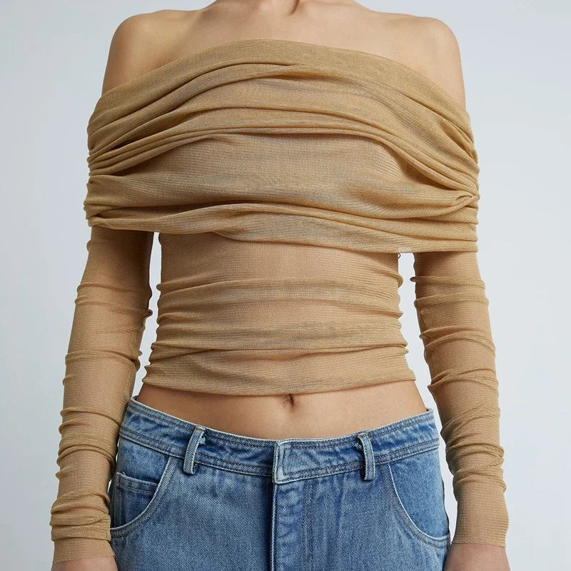 Sheer Mesh Slim Fit Crop Top
