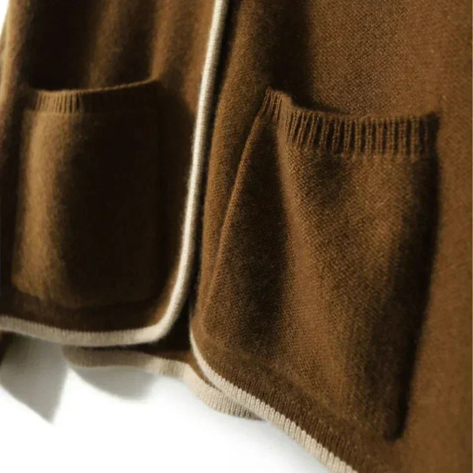 Stand Collar Contrast Trim Button Front Knit Cardigan 8