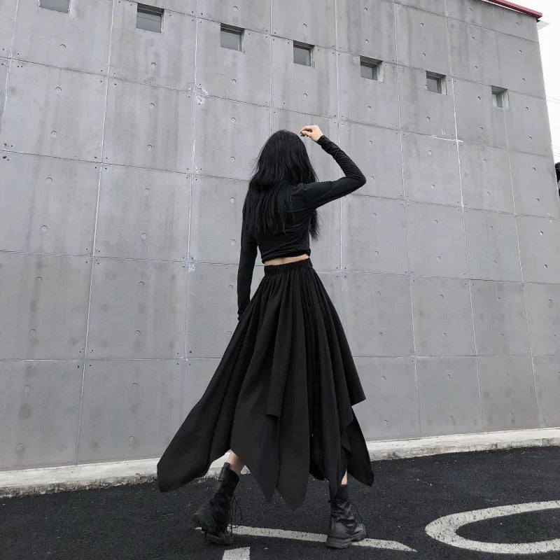 Irregular High Waist Long Skirt