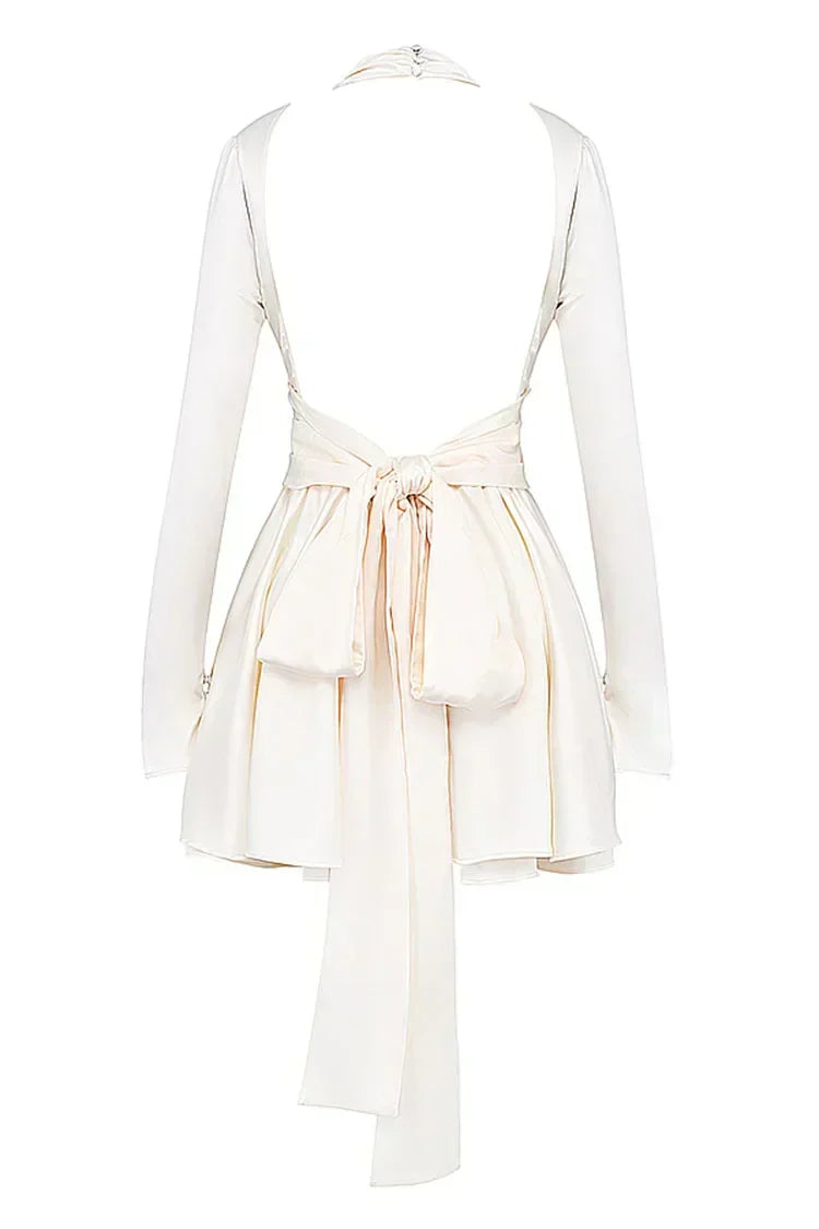 White Satin Mini Dress - View 10