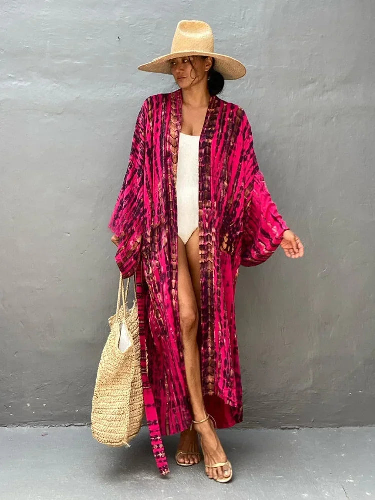 Tie Dye V-Neck Beach Cover Up