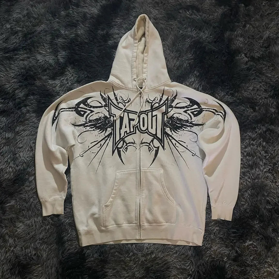 Y2K Mysterious Printed Zipper Hoodie