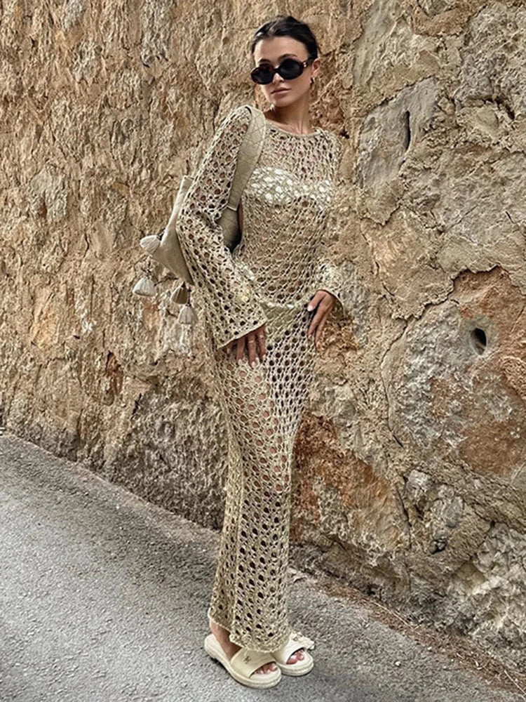 Hollow Out Sleeveless Beach Cover Up