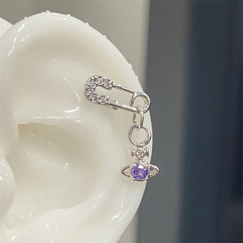 Shiny Saturn 316L Stainless Steel Stud Earring