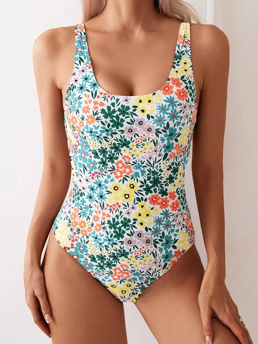Sexy Floral Square Neck One Piece Set