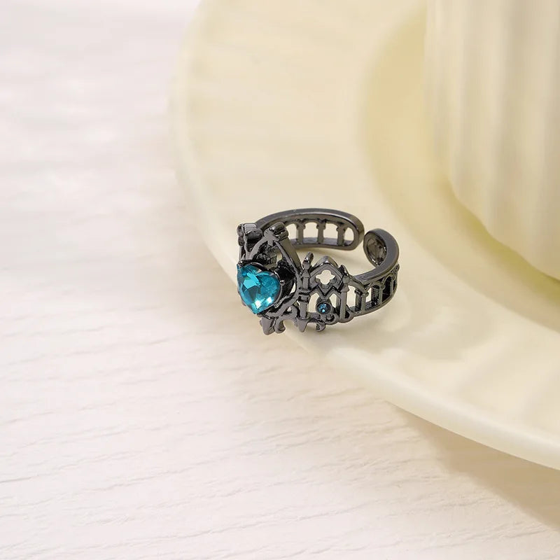 Kpop Y2K Crystal Heart Changeable Gothic Ring