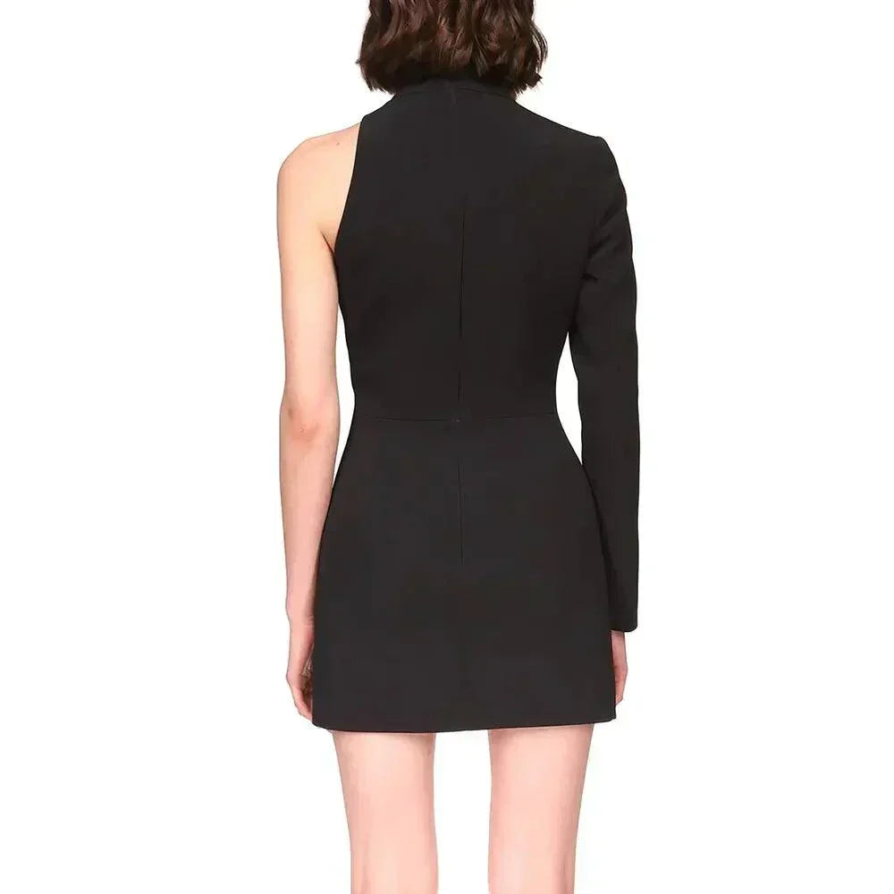 One Shoulder Long Sleeve Starfish Mesh Panel Bodycon Mini Dress - View 14