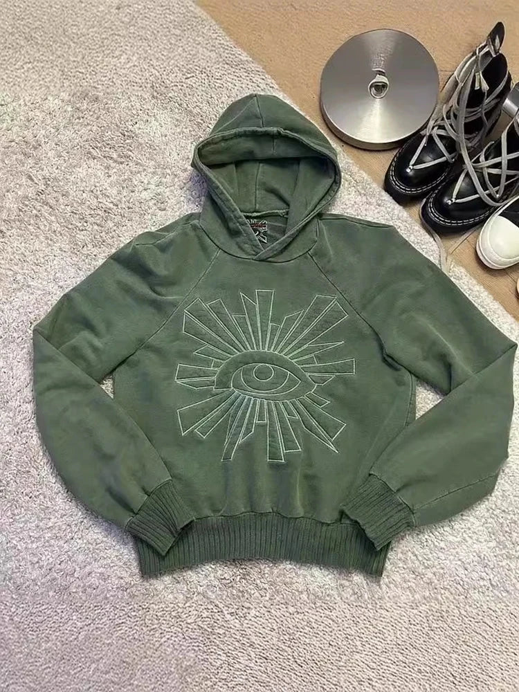 Dark Eye Print Pullover Hoodie - Fashionpara