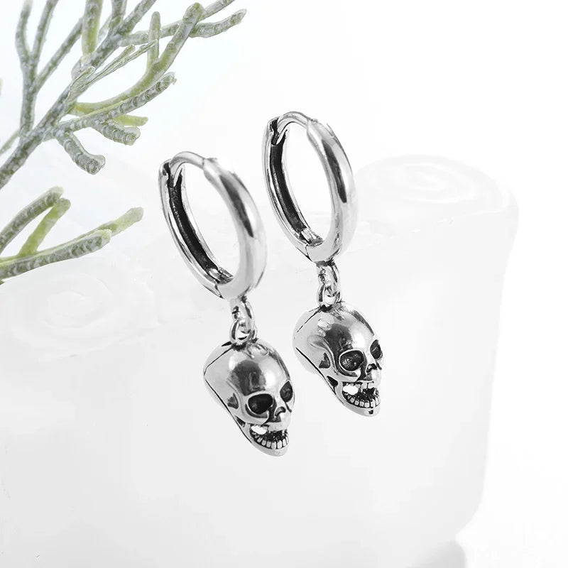 Dark Black Skull Awl Rock Declaration Earring