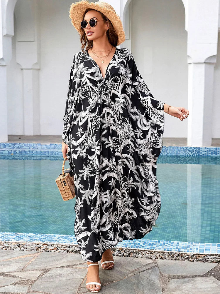 Striped Plus Size Long Dress Cover Up