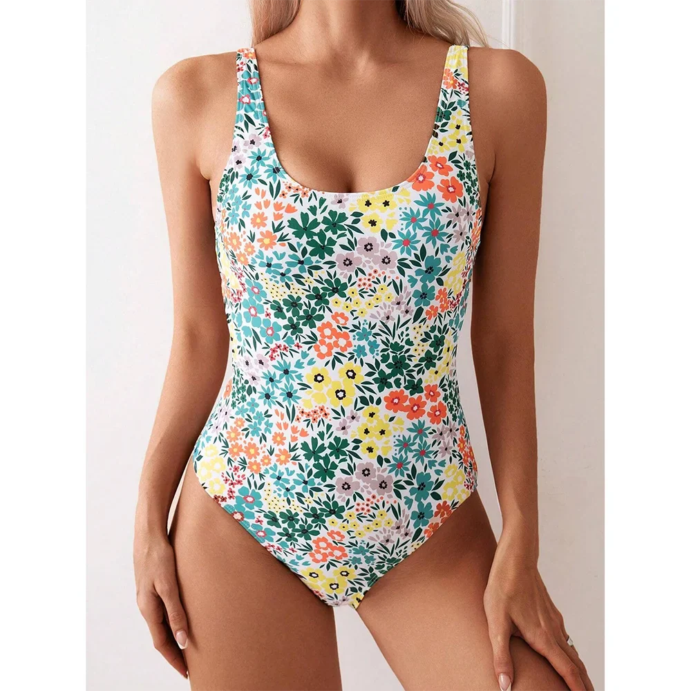 Sexy Floral Square Neck One Piece Set
