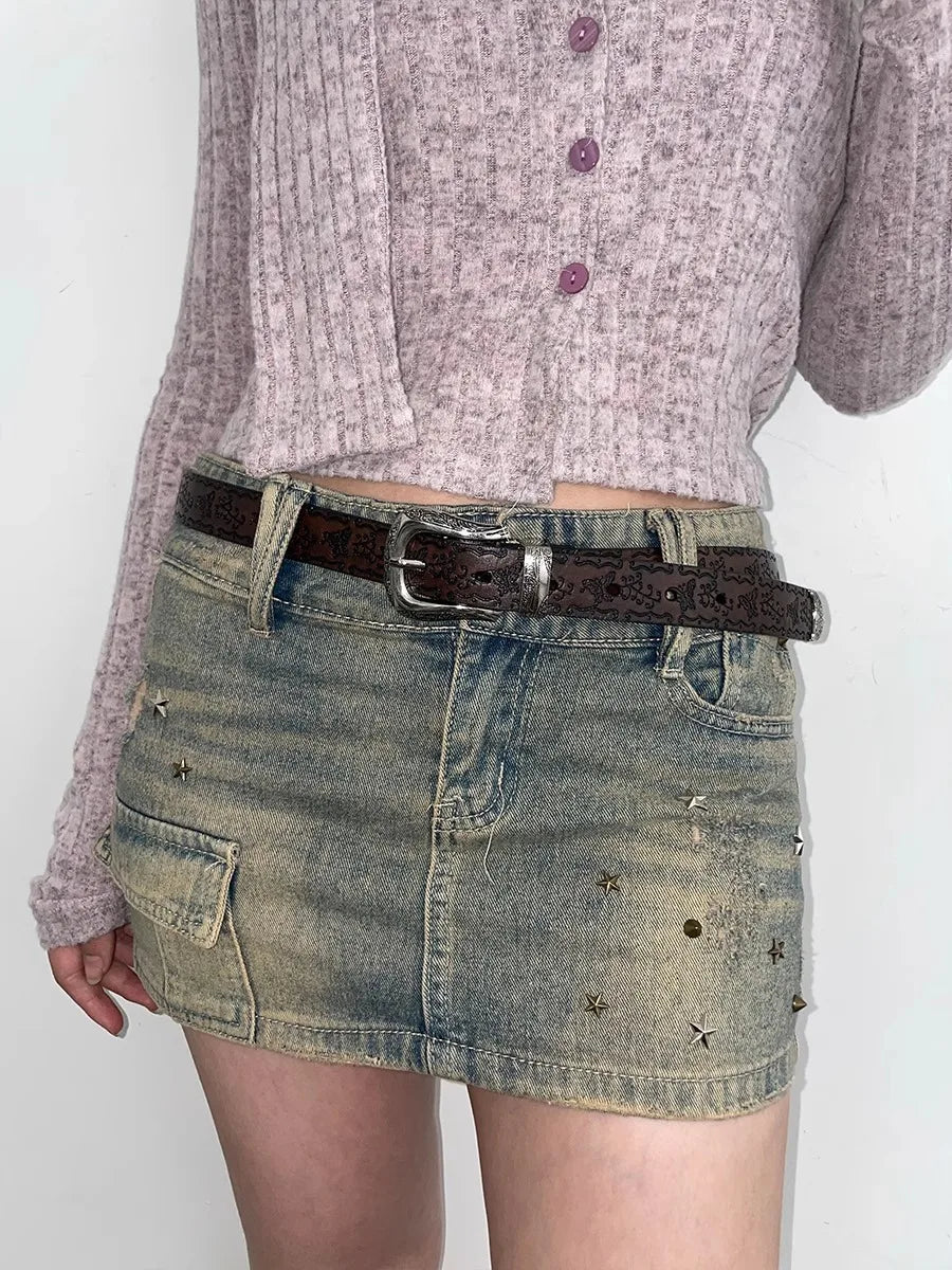 Y2K Mysterious Ivory Jeans Waist Strap