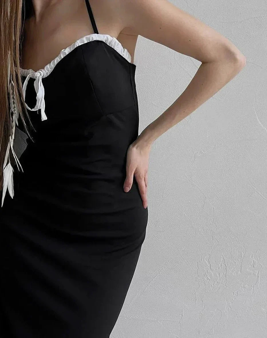 Open Back Lace Patchwork Black Maxi Dress - View 10