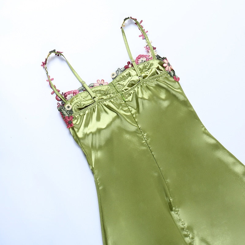 Satin Floral Embroidered Corset Ruched Bodycon Mini Dress 12