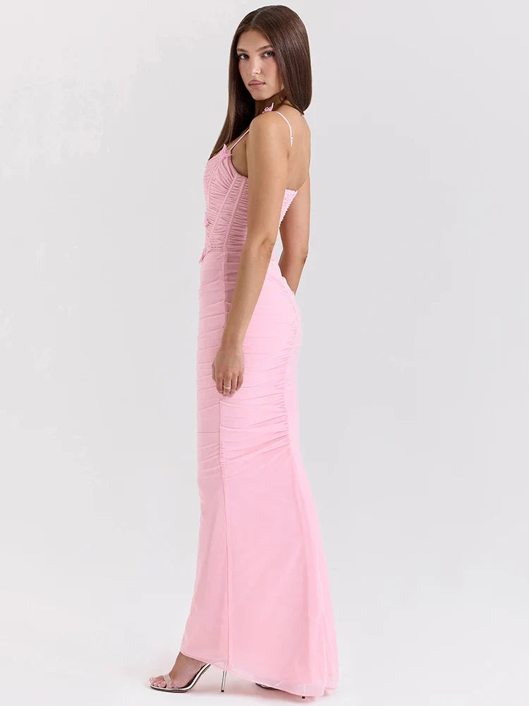 Bow Spaghetti Sleeveless Evening Bodycon Dress