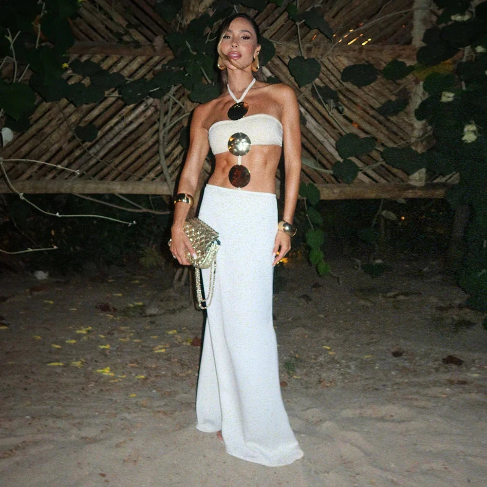 Mesh Dress White Two Piece Bikini Set