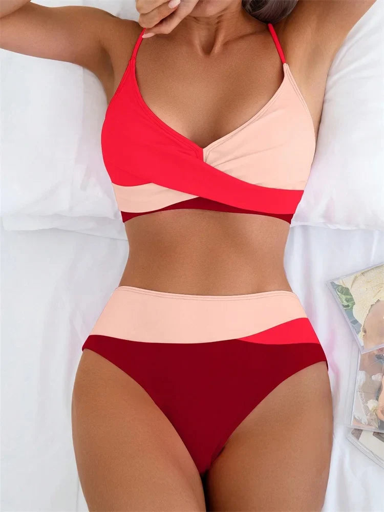 Patchwork String Bikini Set - Fashionpara