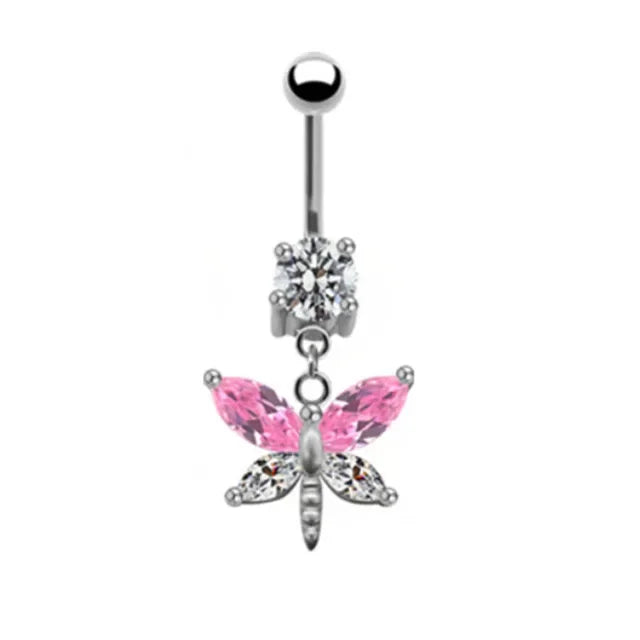 Heavenly Feathers Rose Dark Belly Ring