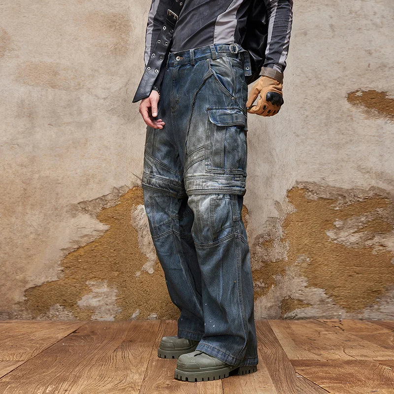 Vintage Gothic Multi-Pocket Denim Trouser