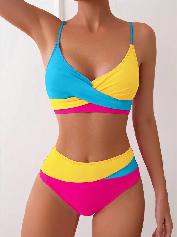 Patchwork String Bikini Set - Fashionpara
