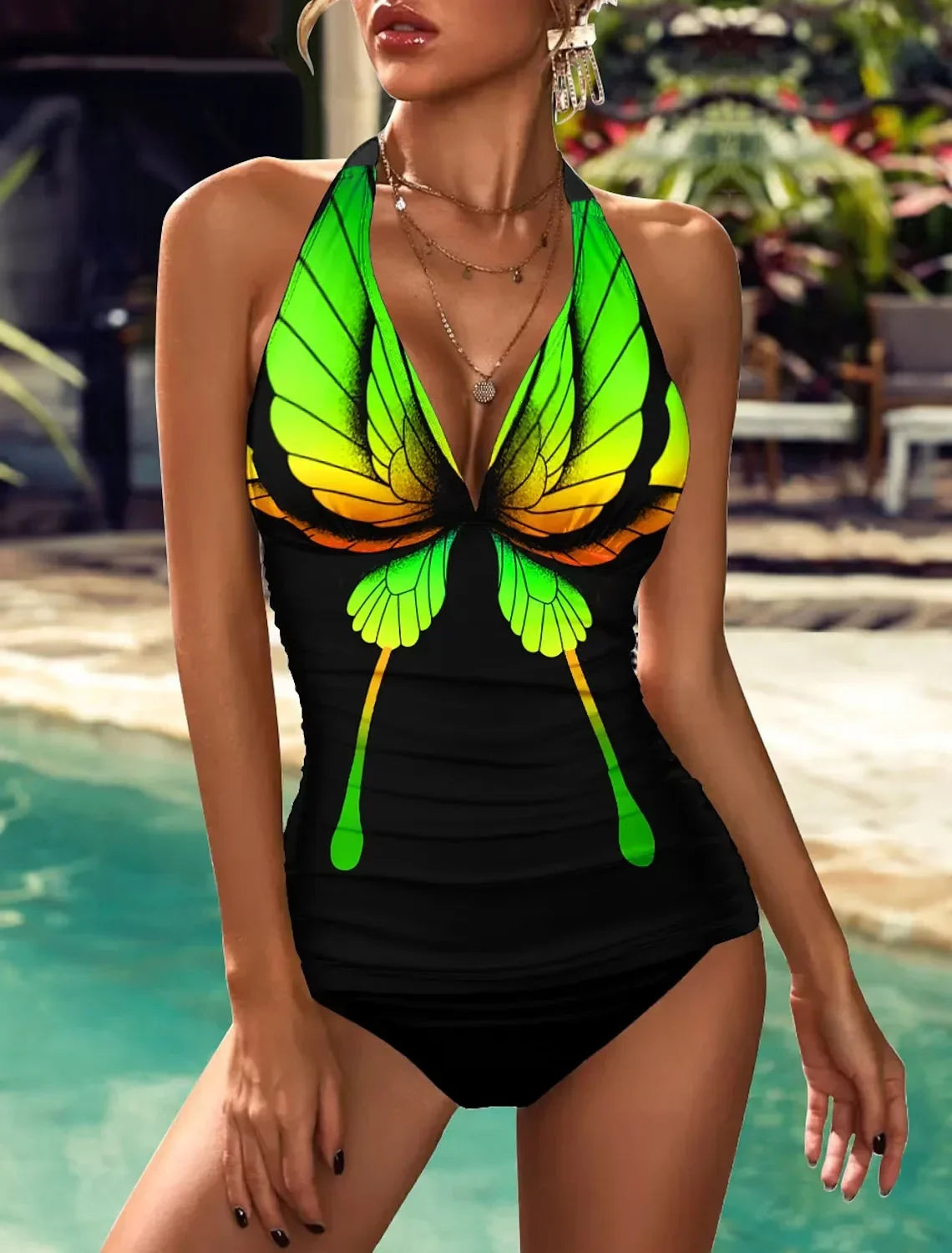 Butterfly Print Adjustable One Piece Set