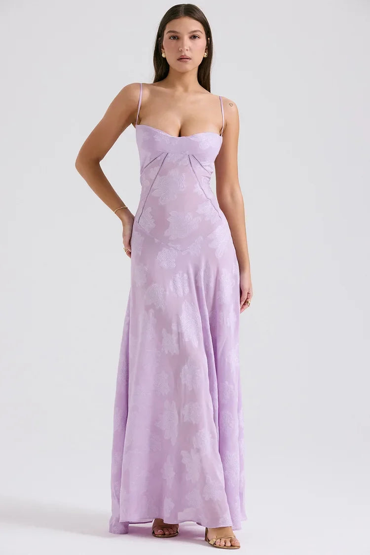 Floral Spaghetti Strap Sheer Slip Maxi Dress - View 18